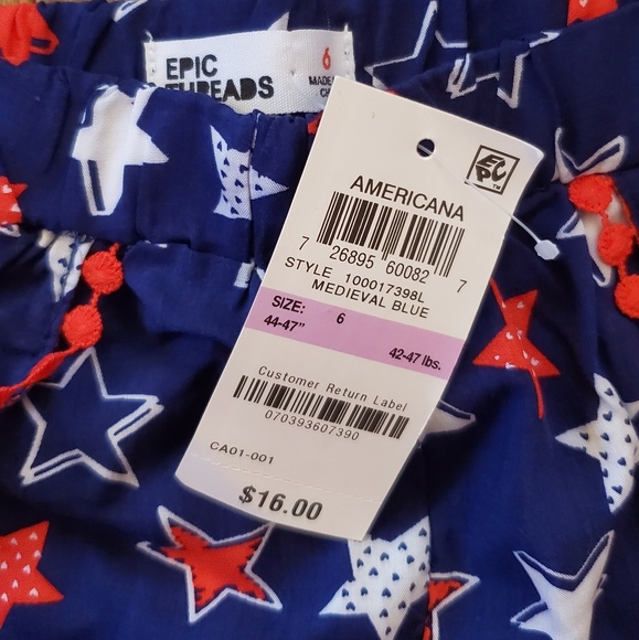 New America shorts - girls shorts size 6 - Picture 2 of 3